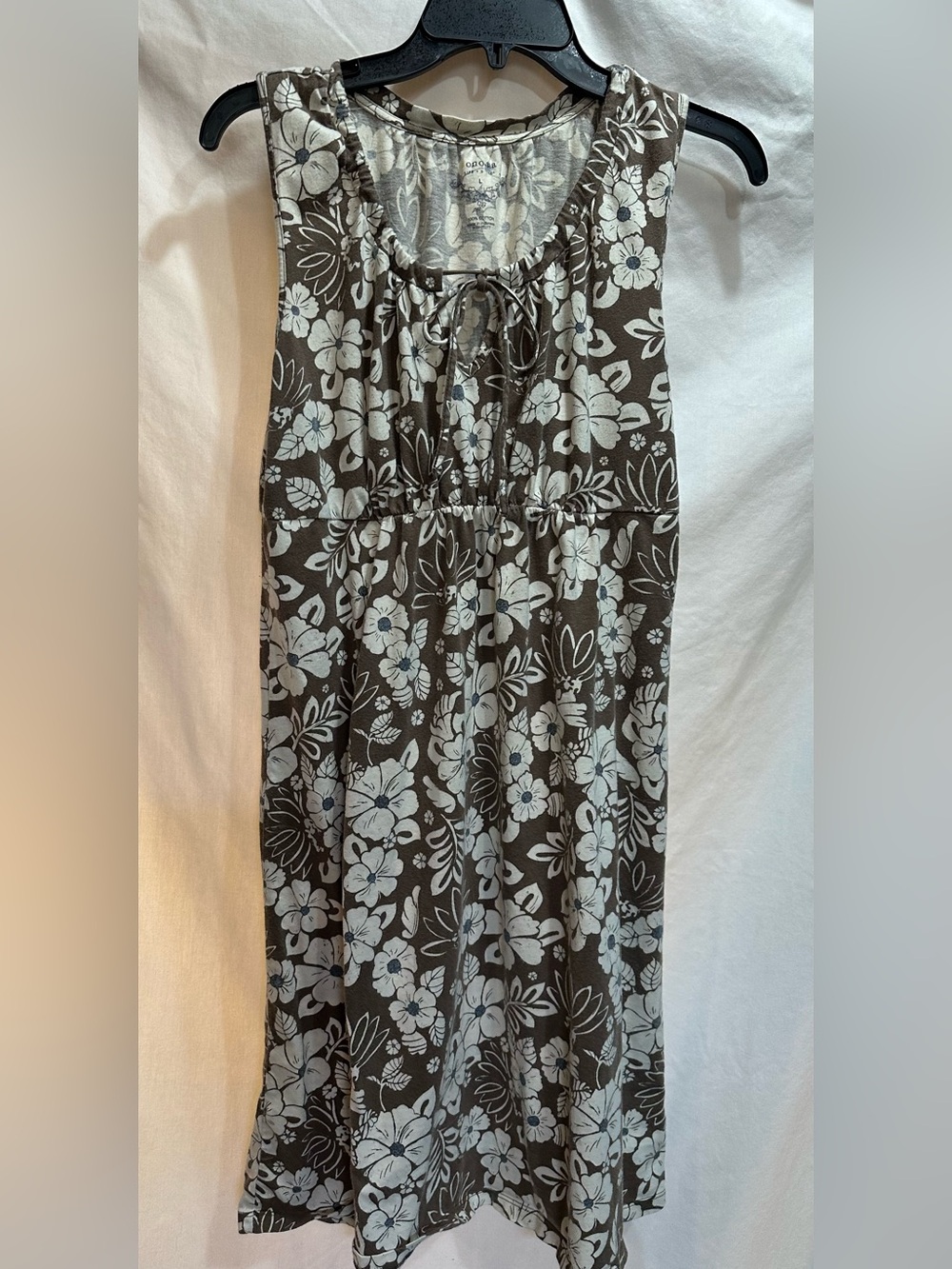 Sonoma Brown Floral Sleeveless Dress with Cream Flowers